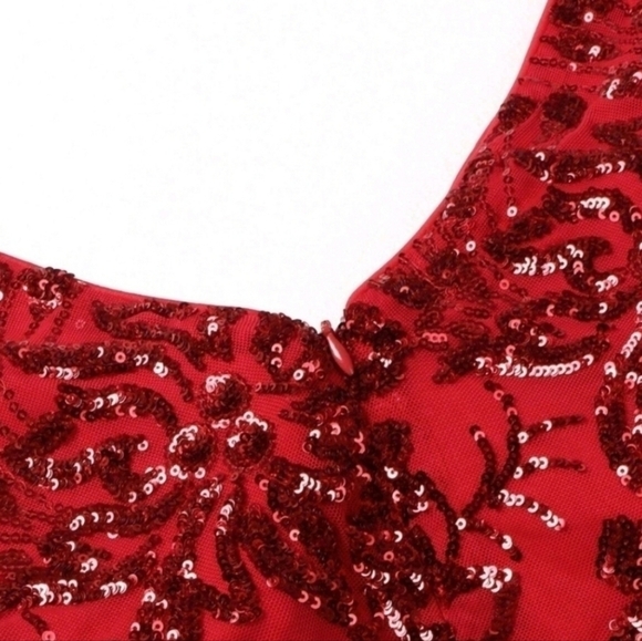 Stunning Scarlet Beaded Prom Dress - Picture 12 of 16